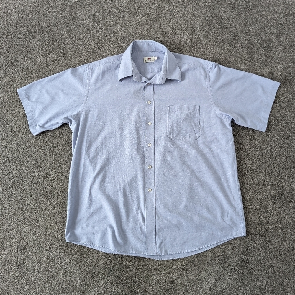 Fruit of the Loom Men's Button Down Dress Shirt Size XL 17 17.5 Gray